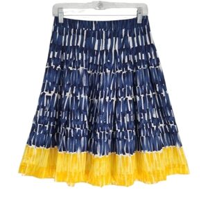 Weekend MaxMara Patata Blue Brush Strokes Pleated Skirt